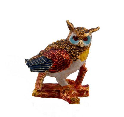 Boîte Cloisonnée Chouette – Boîte à Bijoux Artisanale en Émail