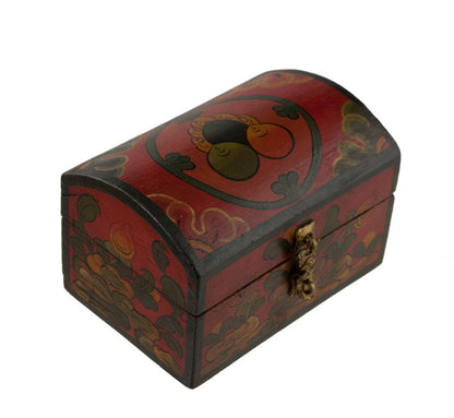 Boîte à bijoux en bois artisanale du Népal – coffret bouddhiste tibétain Joyaux Glorieux