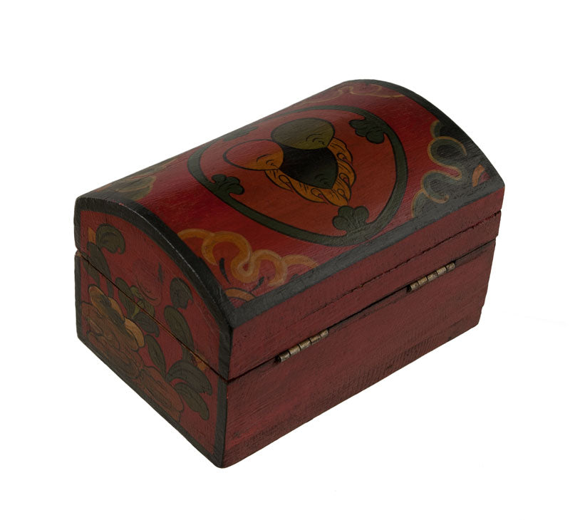 Boîte à bijoux en bois artisanale du Népal – coffret bouddhiste tibétain Joyaux Glorieux