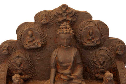 Autel bouddhiste avec statue de Bouddha 47 cm – temple tibétain pagode ancien du Népal