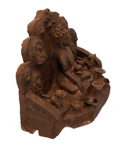 Autel bouddhiste avec statue de Bouddha 47 cm – temple tibétain pagode ancien du Népal