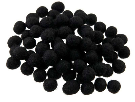 Perles en Feutrine de Laine Noire 13 à 14 mm – Lot de 50 – Artisanat du Népal