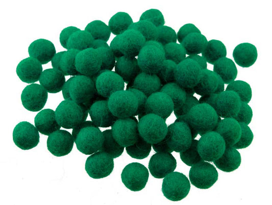 Perles en Feutrine de Laine Verte 13 à 14 mm – Lot de 50 – Artisanat du Népal