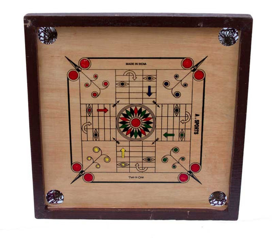 Ancien Carrom Indien en Bois – Jeu Traditionnel Artisanal 49 cm