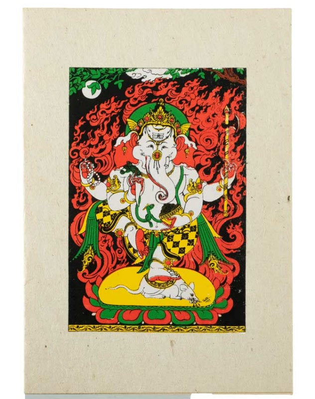 Carte De Vœux Ganesh Danseur – Papier Népalais Artisanat Spirituel