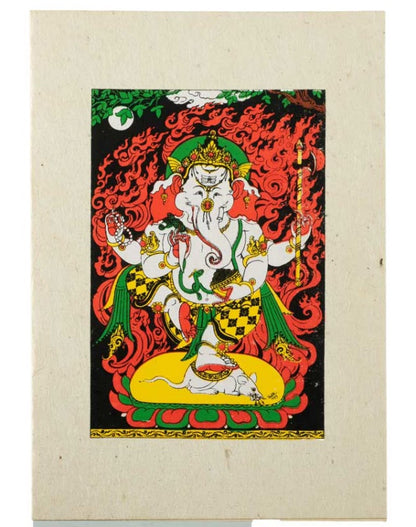 Carte De Vœux Ganesh Danseur – Papier Népalais Artisanat Spirituel