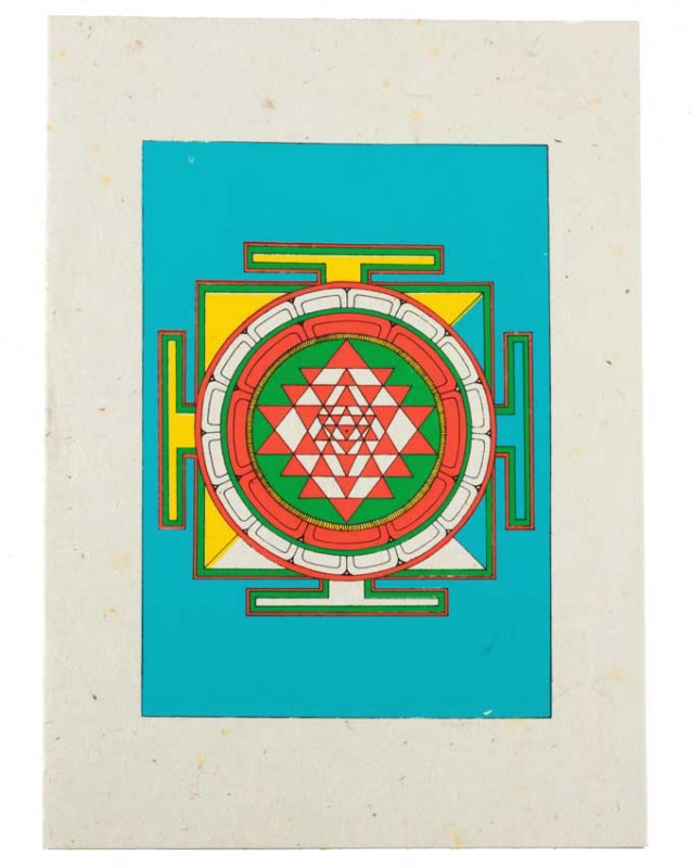 Carte De Vœux Bouddhiste Sri Yantra – Papier Népalais Artisanat Spirituel