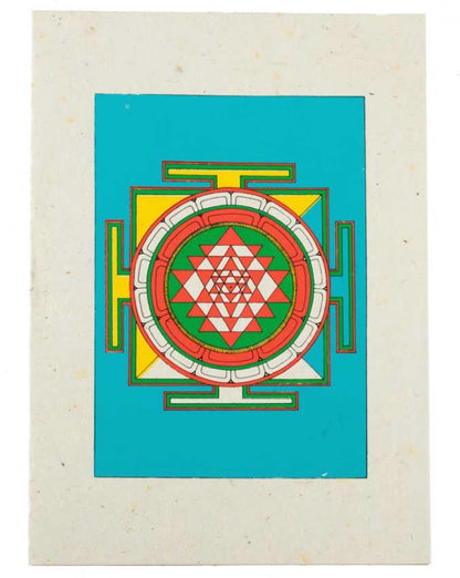 Carte De Vœux Bouddhiste Sri Yantra – Papier Népalais Artisanat Spirituel