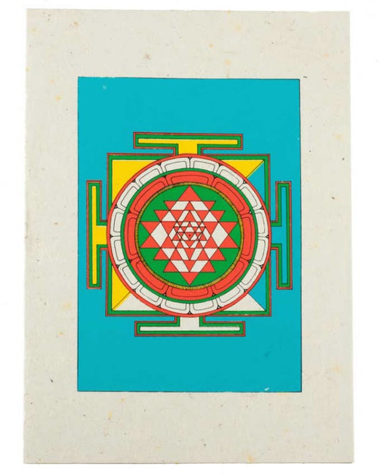 Carte De Vœux Bouddhiste Sri Yantra – Papier Népalais Artisanat Spirituel