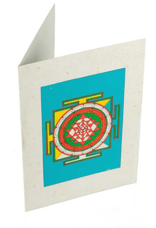 Carte De Vœux Bouddhiste Sri Yantra – Papier Népalais Artisanat Spirituel