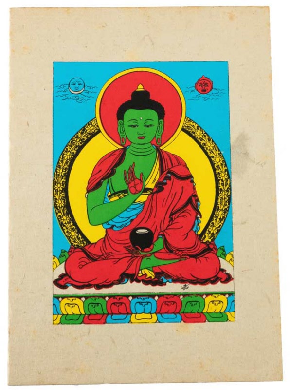 Carte De Vœux Bouddhiste Bouddha Vairocana – Papier Népalais Artisanat Spirituel
