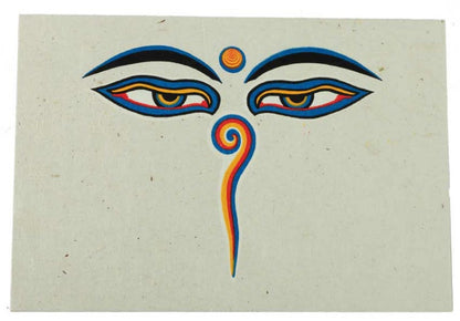 Carte De Vœux Bouddhiste Yeux De Bouddha – Papier Népalais Artisanat Spirituel