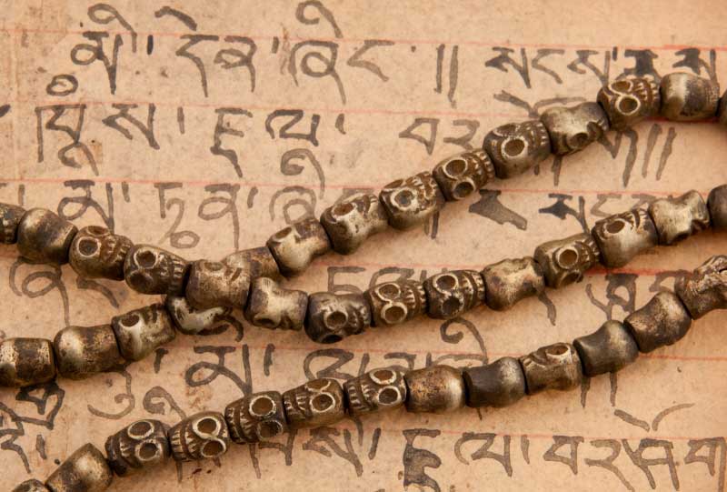 Chapelet Tibétain Tête De Mort En Métal – Mala De Crânes En Alliage De Cuivre