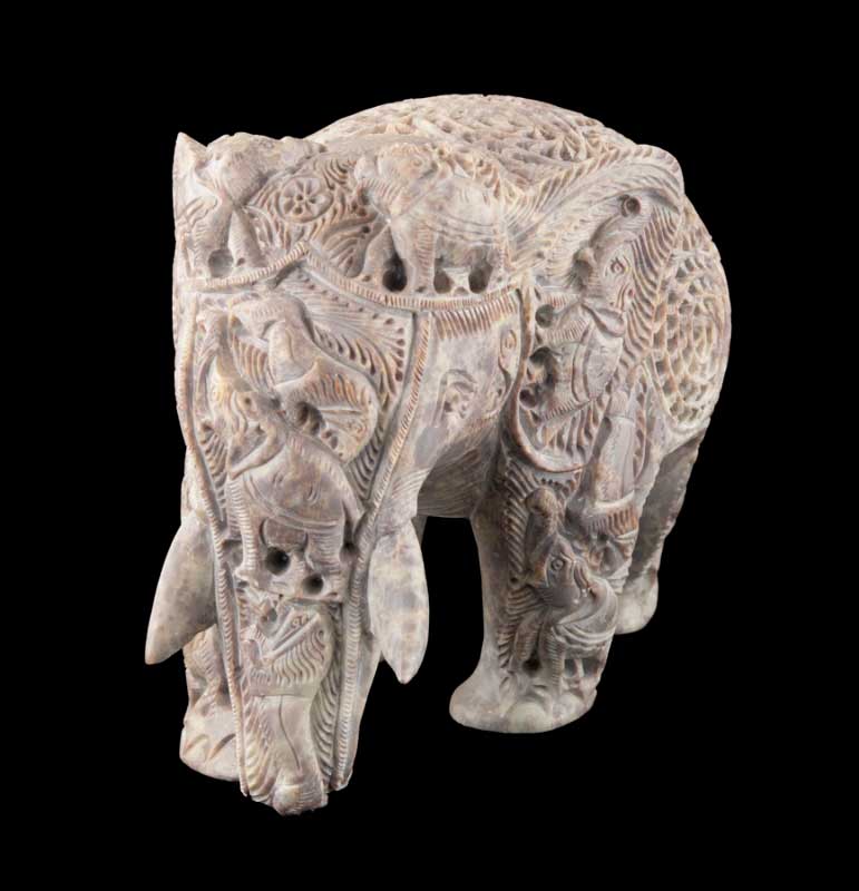 Statue Éléphant En Stéatite – Très Grand Modèle – Artisanat Indien De Prestige