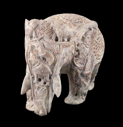 Statue Éléphant En Stéatite – Très Grand Modèle – Artisanat Indien De Prestige