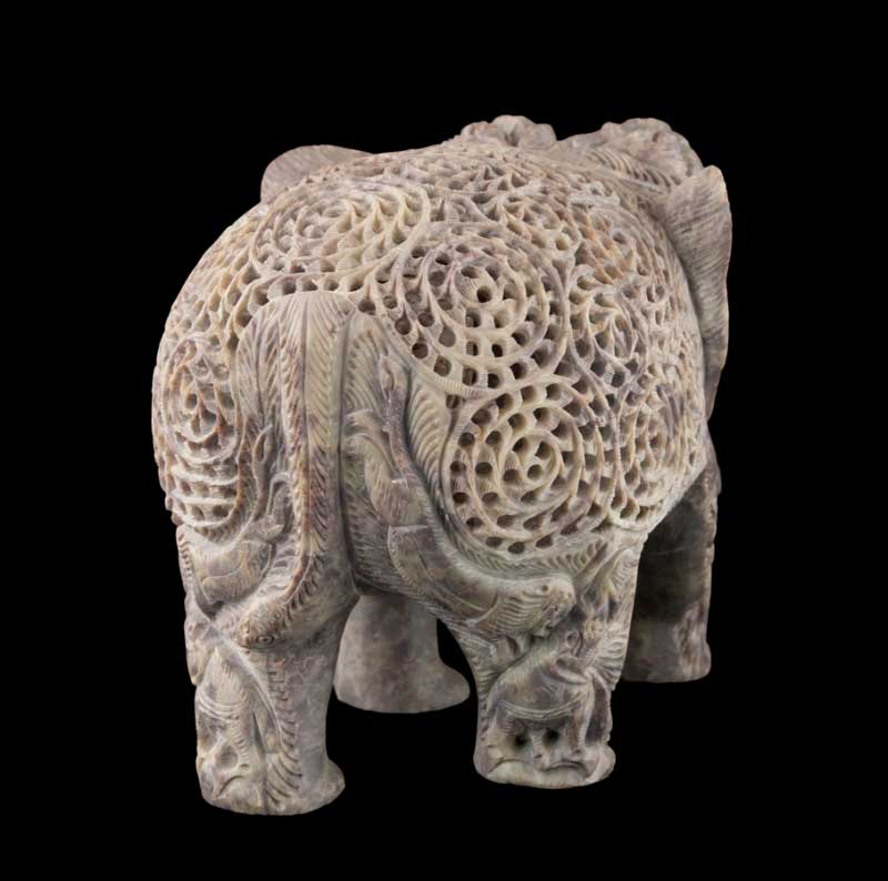 Statue Éléphant En Stéatite – Très Grand Modèle – Artisanat Indien De Prestige