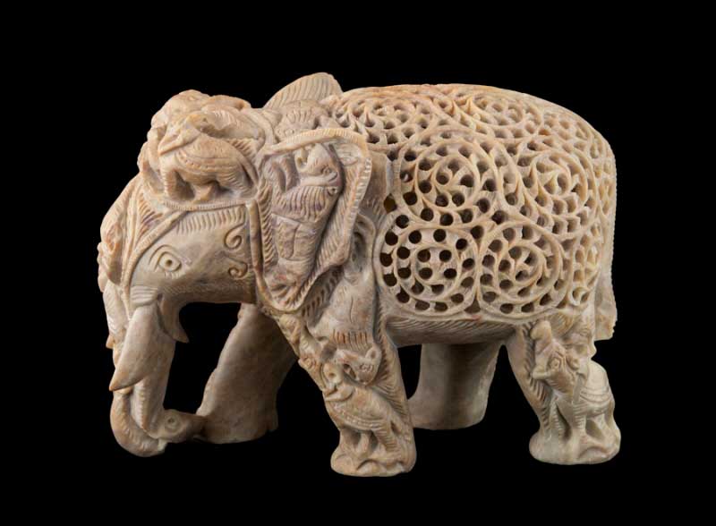 Statue Éléphant En Stéatite – Grand Modèle – Artisanat Indien De Prestige