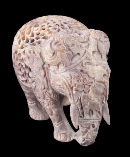 Statue Éléphant En Stéatite – Grand Modèle – Artisanat Indien De Prestige