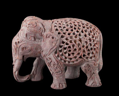 Statue Éléphant En Stéatite – Grand Modèle – Artisanat Indien