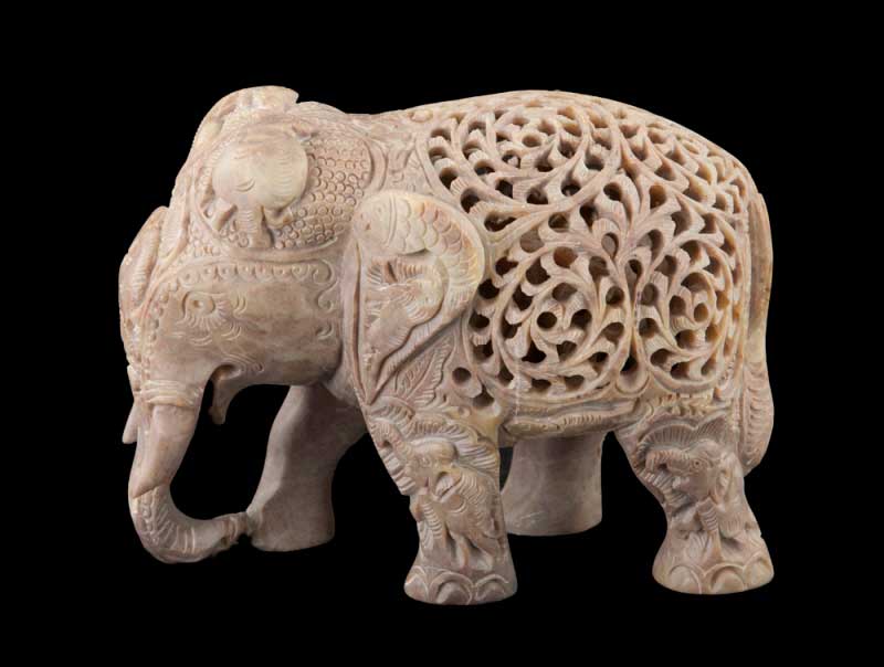 Statue Éléphant En Stéatite – Grand Modèle – Artisanat Indien De Prestige