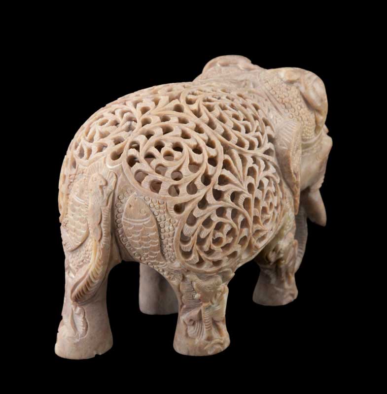 Statue Éléphant En Stéatite – Grand Modèle – Artisanat Indien De Prestige