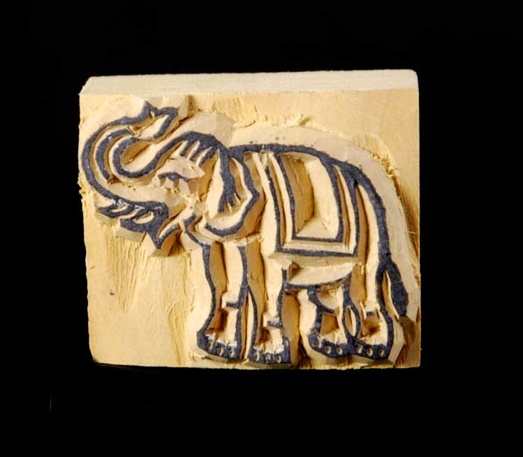 Tampon Encreur En Bois Sculpté – Motif Éléphant