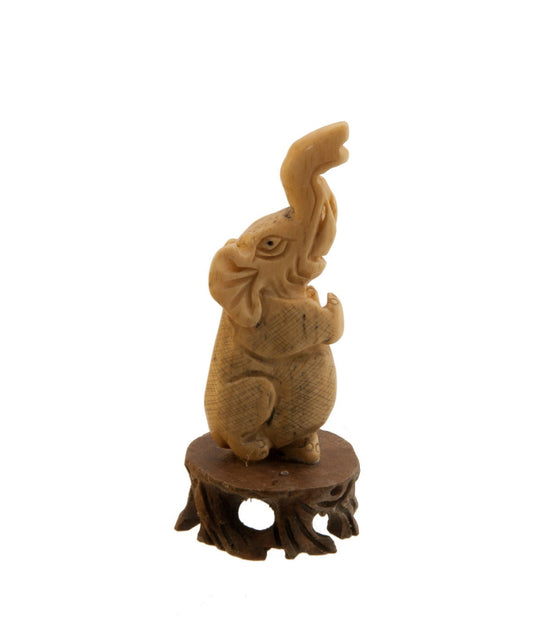 Netsuke Éléphant en Os de Bovin – Sculpture Artisanale Chinoise
