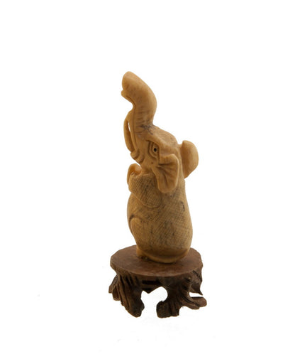 Netsuke Éléphant en Os de Bovin – Sculpture Artisanale Chinoise