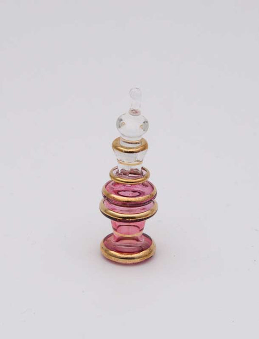 Flacon À Parfum Égyptien En Verre Soufflé Rose Et Doré – Artisanat Traditionnel