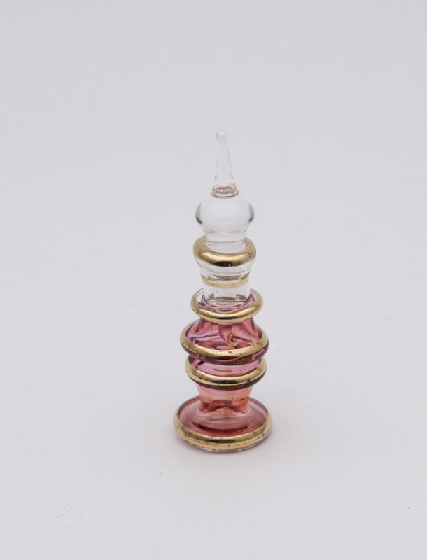 Flacon à Parfum en Verre Soufflé Doré et Rose – Artisanat Égyptien