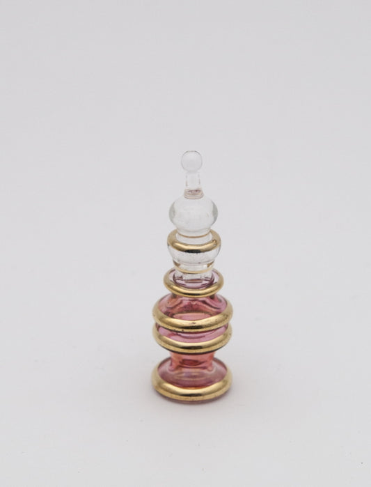 Flacon à Parfum en Verre Soufflé Doré et Rose – Artisanat Égyptien