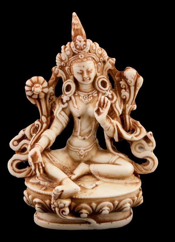 Statue Bouddhiste Tara Verte En Résine – Symbole De Compassion Et De Sagesse