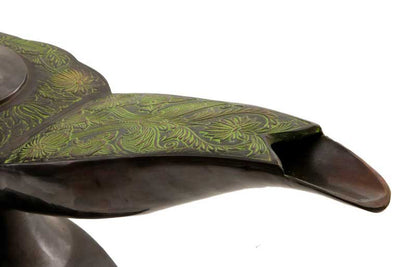 Énorme Lampe d’Aladin en Laiton 53 cm – Patine Brune et Verte – Artisanat Indien
