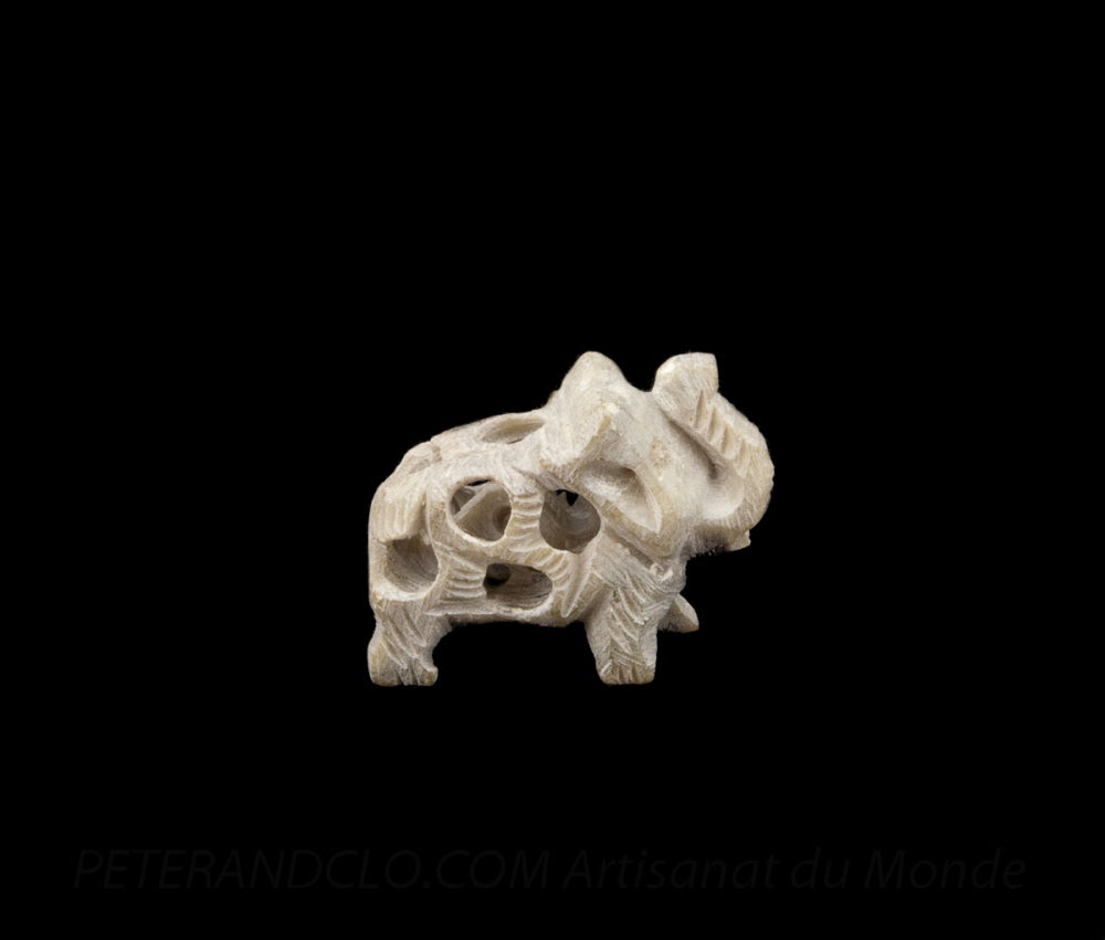 Mini Éléphant En Pierre – Trompe En L’Air, Artisanat Indien