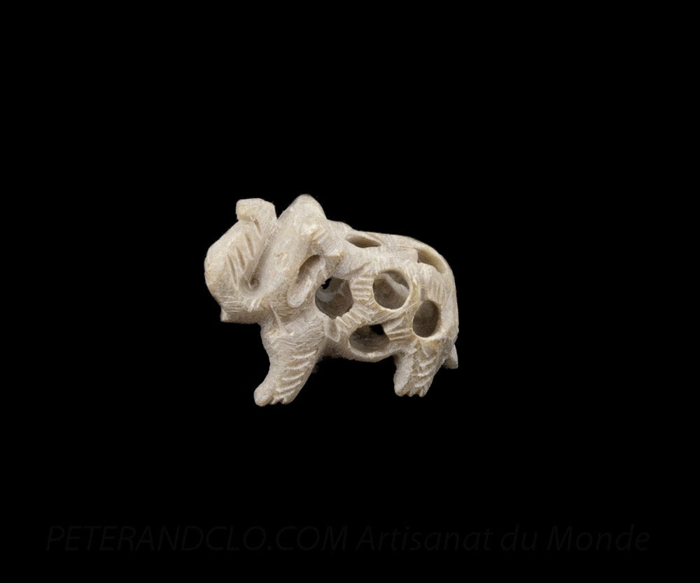 Mini Éléphant En Pierre – Trompe En L’Air, Artisanat Indien
