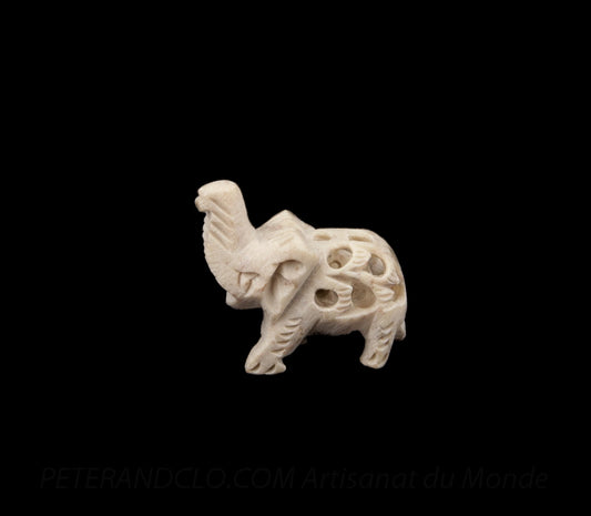 Mini Éléphant En Pierre – Trompe En L’Air, Artisanat Indien