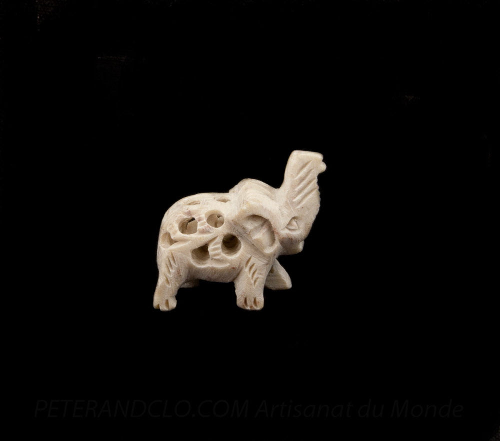 Mini Éléphant En Pierre – Trompe En L’Air, Artisanat Indien