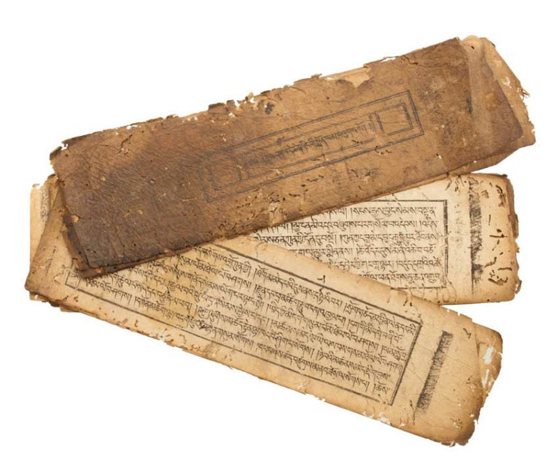 Sûtra Tibétain Ancien Manuscrit Pothi – Livre de Prières Bouddhiste du Népal