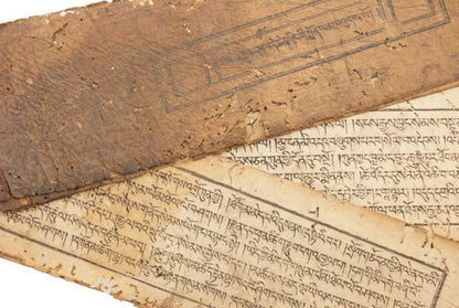 Sûtra Tibétain Ancien Manuscrit Pothi – Livre de Prières Bouddhiste du Népal