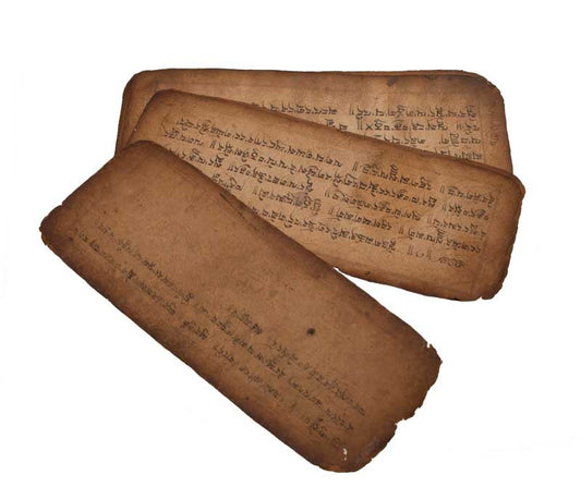 Ancien Livre de Prières Tibétaines Manuscrit – 8 Pages Bouddhistes