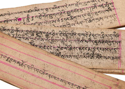 Ancien Livre de Prières Tibétaines Bouddhiste – Manuscrit en Écriture Outchen
