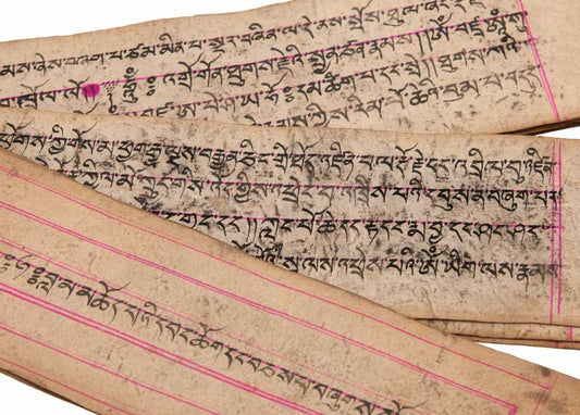 Ancien Livre de Prières Tibétaines Bouddhiste – Manuscrit en Écriture Outchen