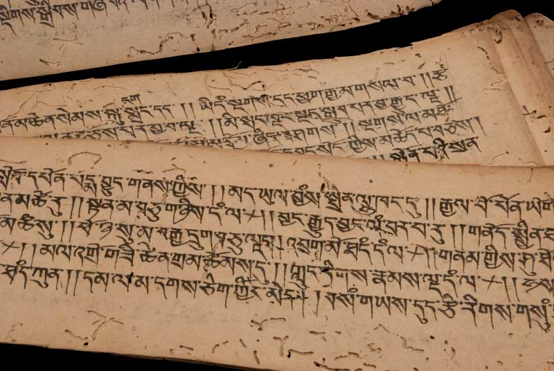 Manuscrit Tibétain Ancien – Livre de Prières Bouddhiste Rare
