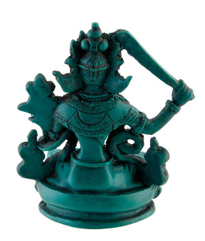 Statue Bouddhiste Manjushri En Résine Turquoise – Symbole De Sagesse