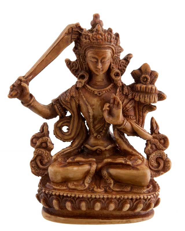 Statue Bouddhiste Manjushri Tibétaine En Résine – Déité De La Sagesse