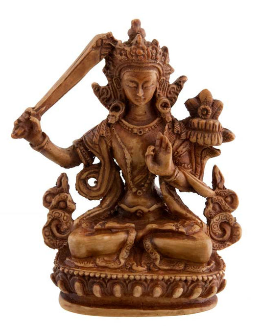 Statue Bouddhiste Manjushri Tibétaine En Résine – Déité De La Sagesse