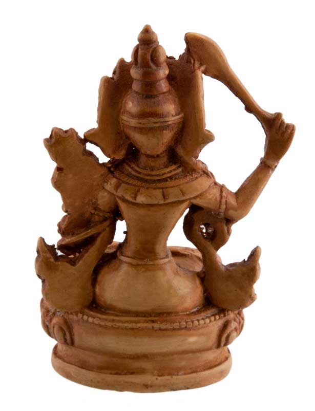 Statuette Manjushri en Résine Marron Clair 10 cm – Déité Bouddhiste Tibétaine du Népal