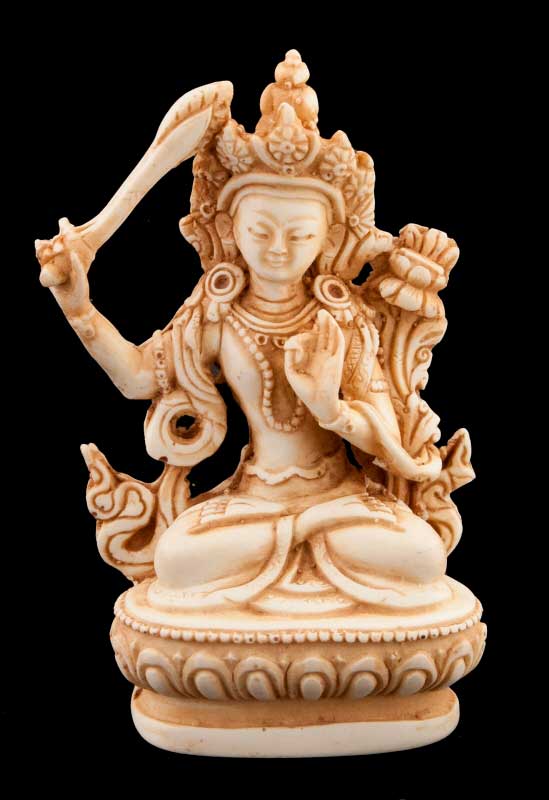 Statue Manjushri en Résine 10 cm – Déité Bouddhiste Tibétaine du Népal