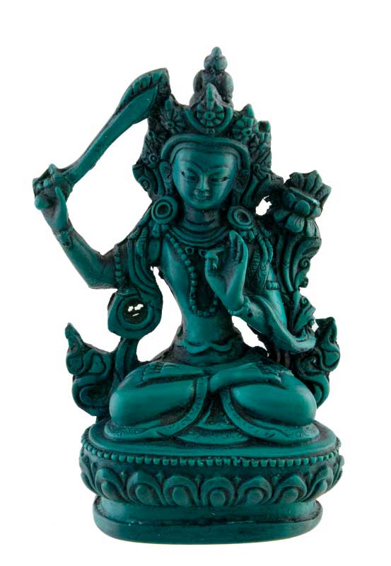 Statuette Manjushri en Résine Turquoise 10 cm – Artisanat Tibétain du Népal