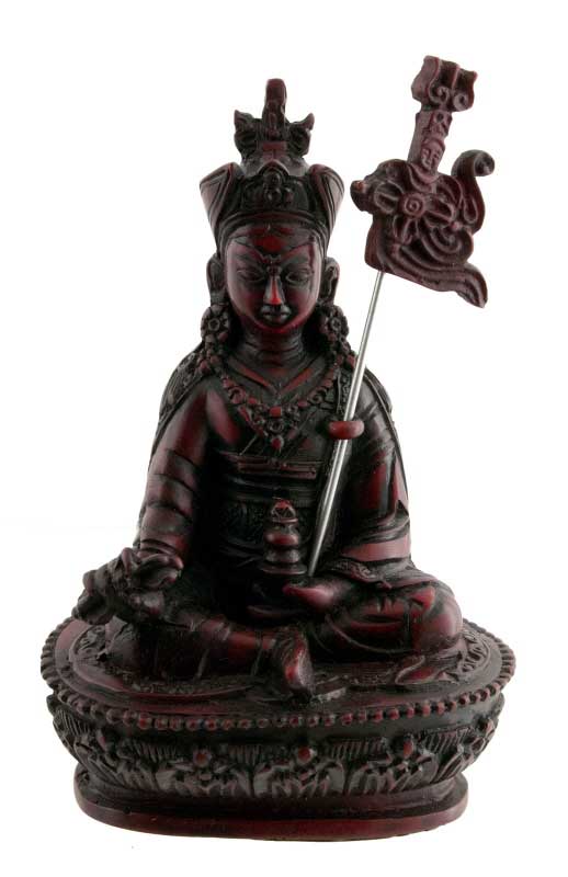 Statue Padmasambhava Gourou Rinpoché en Résine Bordeaux 14,5 cm – Artisanat Népalais